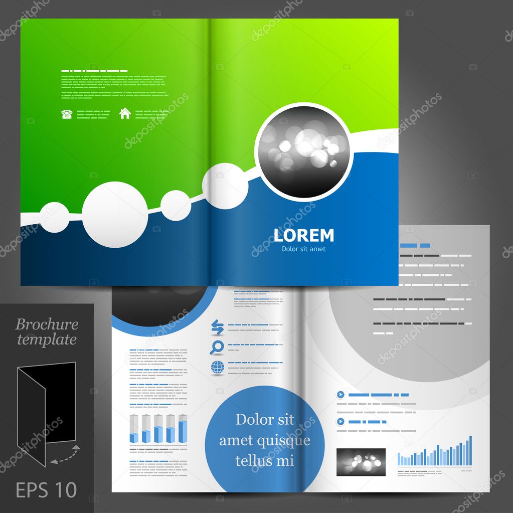 Brochure template design with round elements