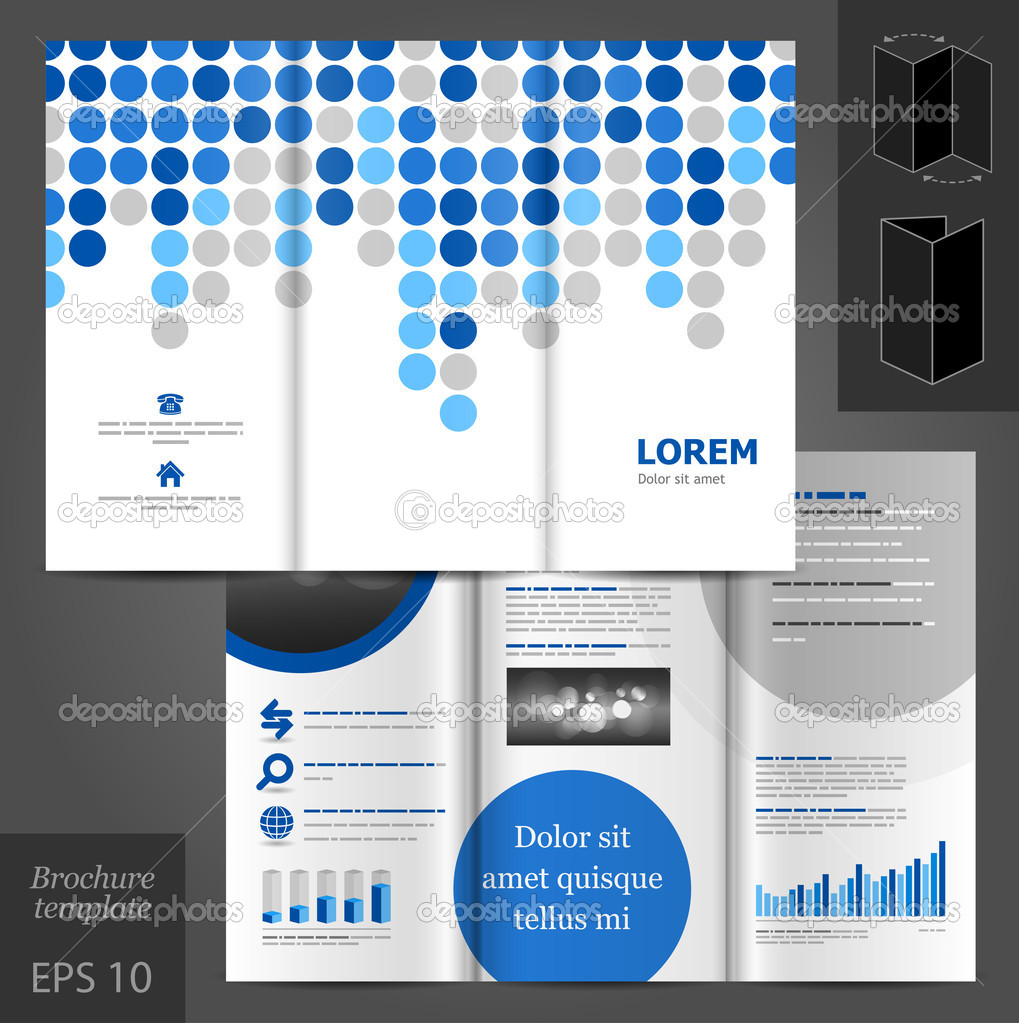 Brochure template design with blue elements.
