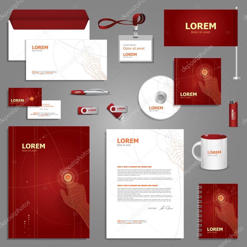 Red stationery template design