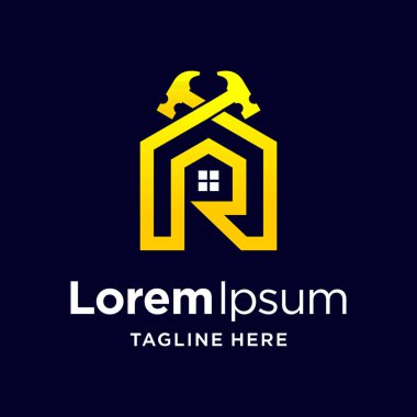 Çekiç kavramlı inşaat logosu