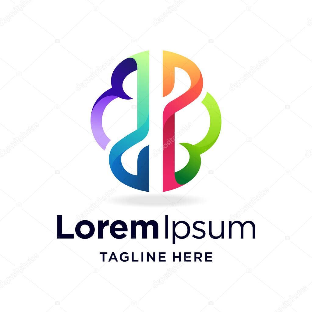 Brain logo with gradient color concept