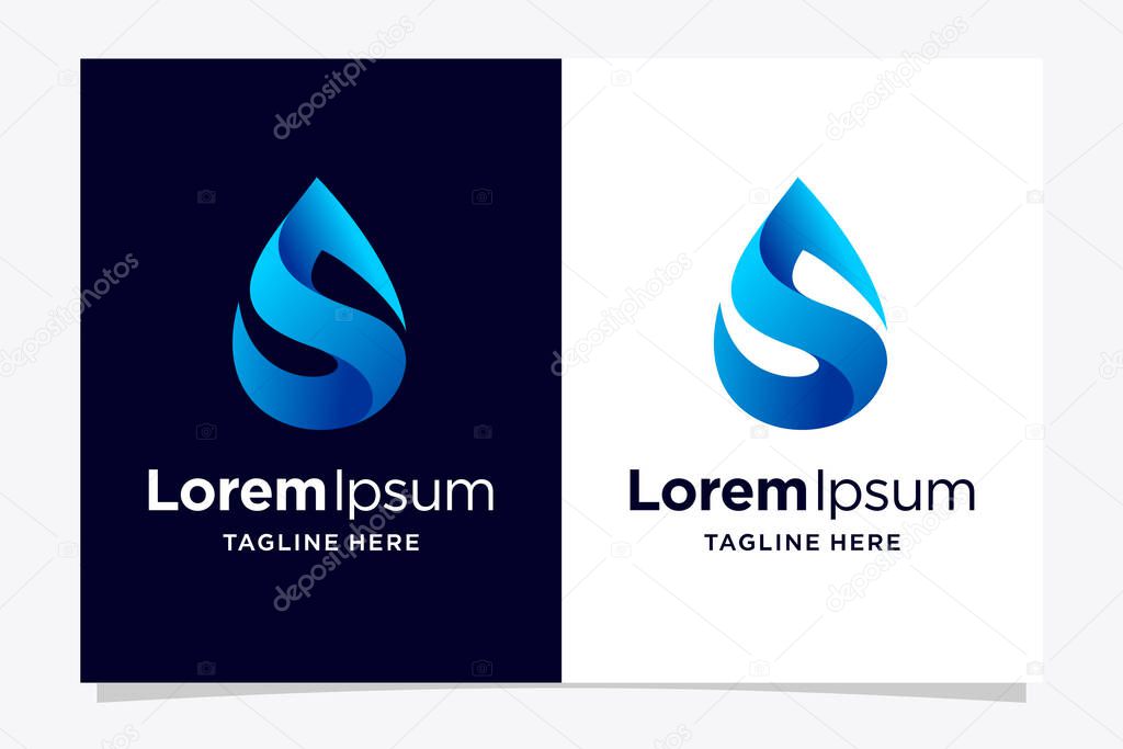 Letter S logo with droplets concept