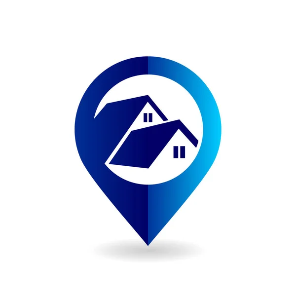 Immobilien Logo Mit Pin Location Logo — Stockvektor