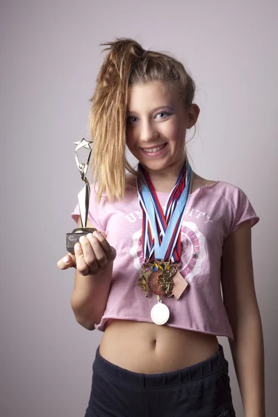 Winner teenage girl — Stock Photo, Image