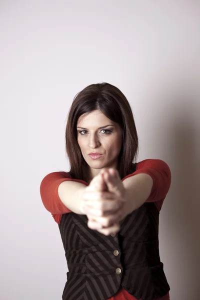 Young female pointing at you. — Stok fotoğraf