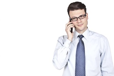 yakışıklı işadamı cep telefonunuza konuşan