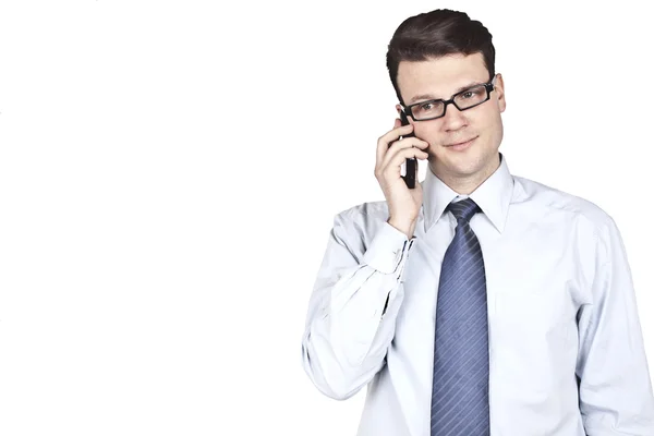 Handsome businessman speaking on mobile — Stock Photo, Image