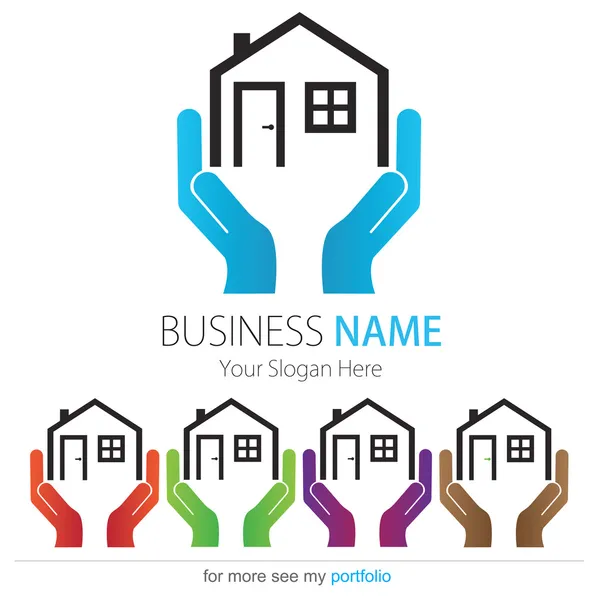 Company (Business) Logo Design, Vector, House, Tree — Stock Vector