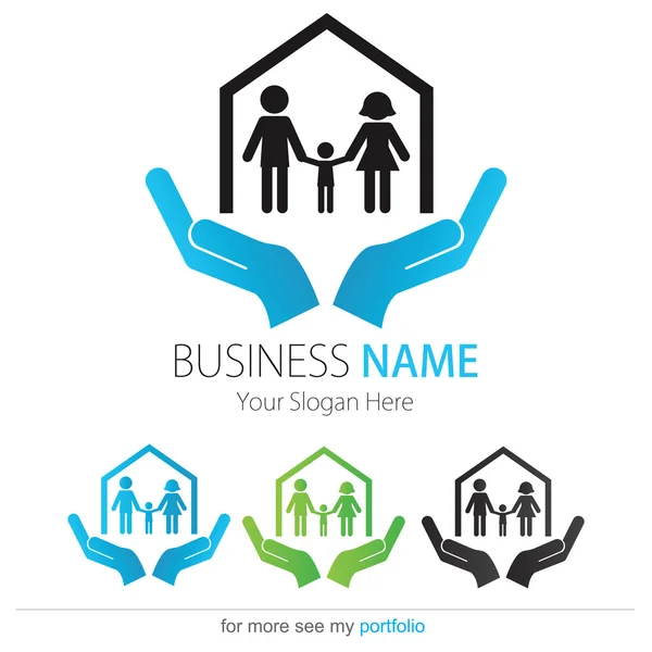 Εταιρεία (επιχειρηματικό) λογότυπο σχεδιασμό, διάνυσμα, καρδιά, σπίτι, οικογένεια — Διανυσματικό Αρχείο