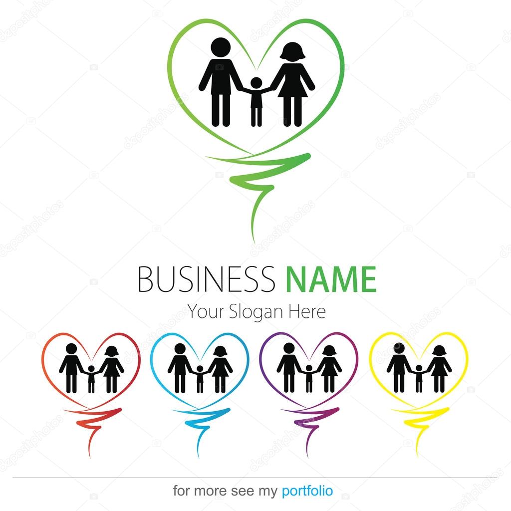 Company (Business) Logo Design, Vector, Heart, Family, Hands