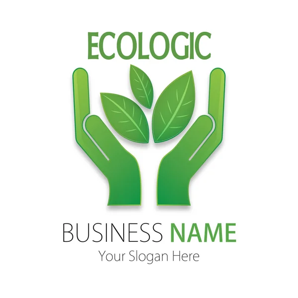 Business (Company) Logo, Bio, Eco, Vecteur, Main, Terre, Feuille — Image vectorielle