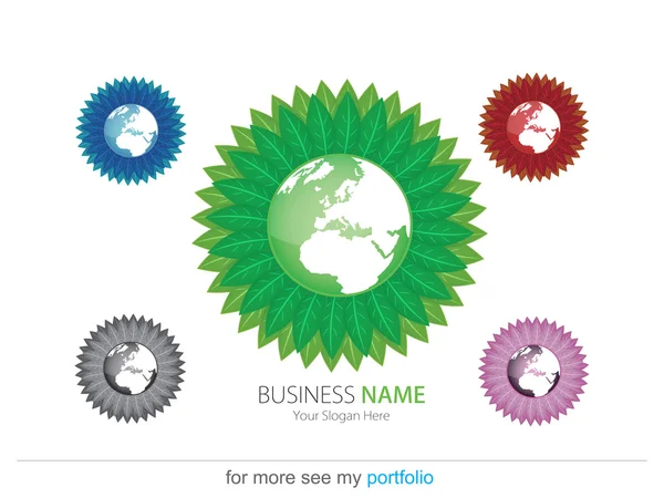 Logotipo do negócio (empresa), bio, Eco, vetor, folha, folhas do círculo — Vetor de Stock
