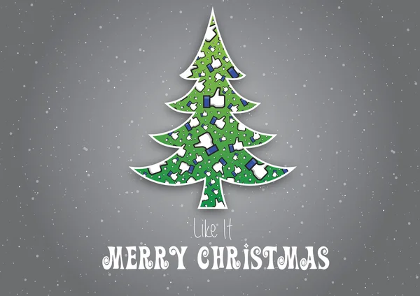 Merry Christmas Like It, Not original facebook like hand, Snowflakes — стоковый вектор