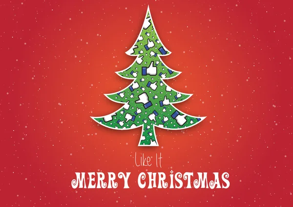 Merry Christmas Like It, Not original facebook like hand, Snowflakes — стоковый вектор