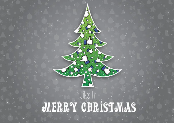 Merry Christmas Like It, Not original facebook like hand, Snowflakes — стоковый вектор