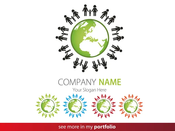 Company Logo Design, Peoples, Family, Earth, Globe — Stock Vector