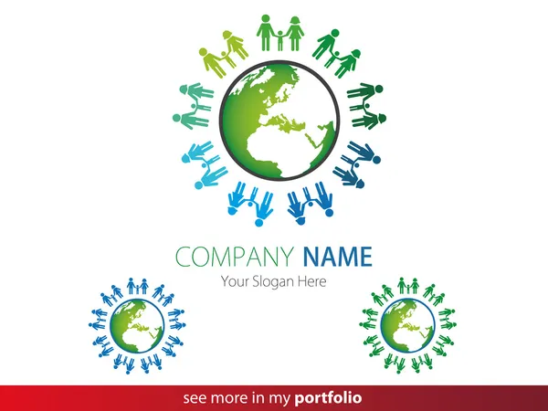 Logo da empresa Design, Povos, Família, Terra, Globo —  Vetores de Stock