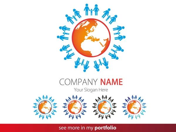 Company Logo Design, Peoples, Family, Earth, Globe — Stock Vector
