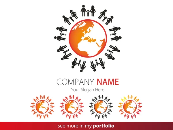 Logo de la empresa Diseñar, Pueblos, Familia, Tierra, Globo — Vector de stock