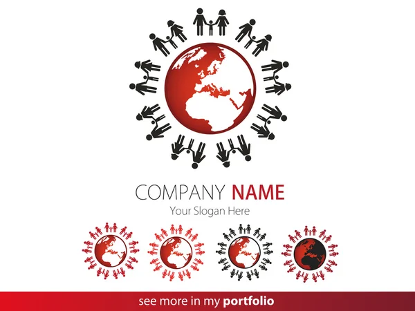 Company Logo Design, Peoples, Family, Earth, Globe — Stock Vector