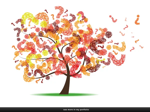 Tree with a question mark leaf — Stock Vector