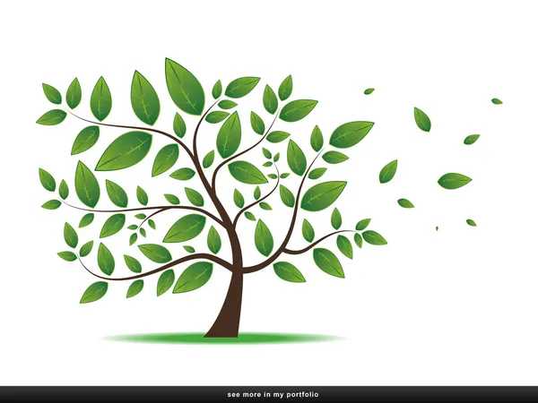 Árbol con hojas, planta, bosque — Vector de stock