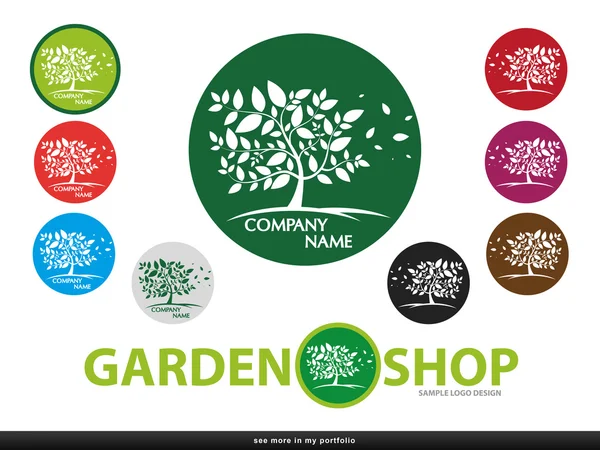Projekt logo firmy - ogród, drzewa, wektor — Wektor stockowy