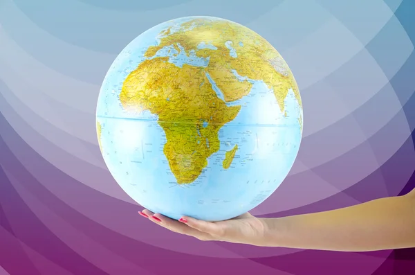 Globus ziemi w ręku, różne tła — Zdjęcie stockowe