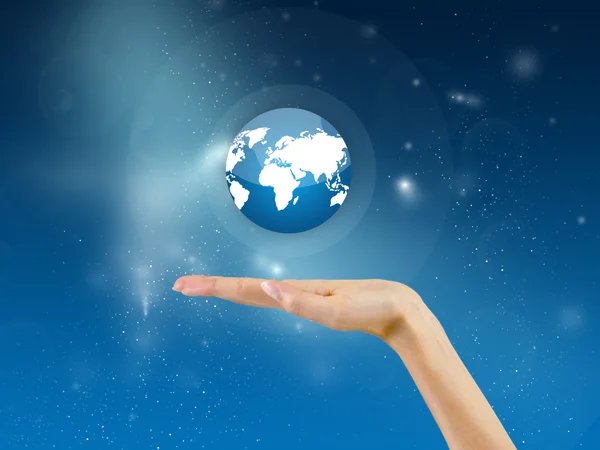Earth globe in the palm of hand,background — Stock Photo, Image