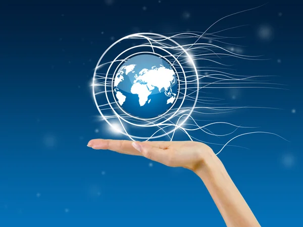 Earth globe in the palm of hand,background — Stock Photo, Image