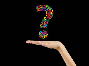 soru işareti ellerimde, arka plan üzerinde