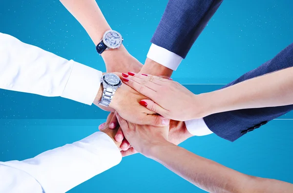 Teamwork, Händchenhalten, Händedruck, geschäftlicher Hintergrund — Stockfoto