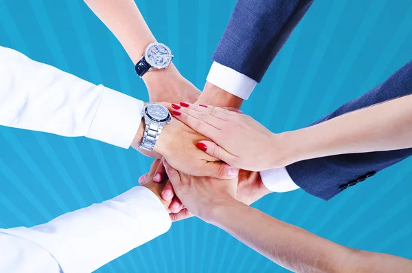 Teamwork,holding hands,handshake,business background — Stock Photo, Image