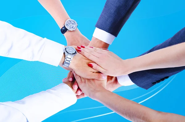 Teamwork, houden handen, handdruk, zakelijke achtergrond — Stockfoto