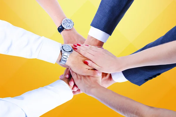 Teamwork, houden handen, handdruk, zakelijke achtergrond — Stockfoto