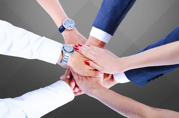 Teamwork, Händchenhalten, Händedruck, geschäftlicher Hintergrund — Stockfoto
