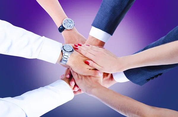 Teamwork, houden handen, handdruk, zakelijke achtergrond — Stockfoto