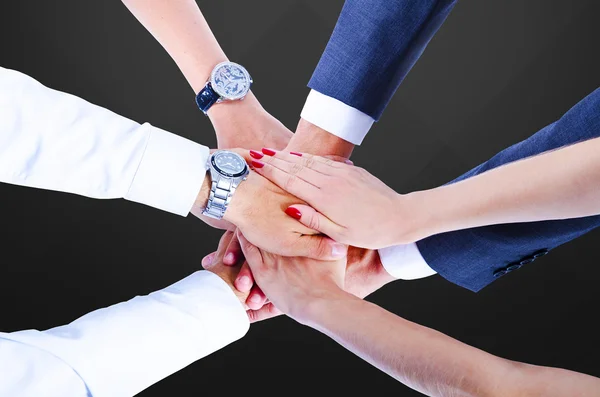 Teamwork, Händchenhalten, Händedruck, geschäftlicher Hintergrund — Stockfoto