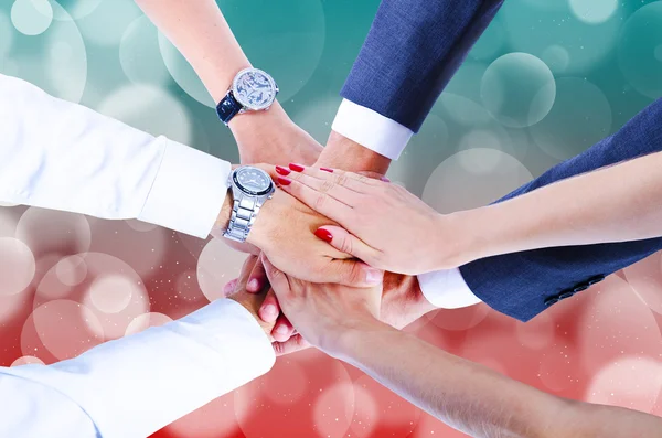 Teamwork,holding hands,handshake,business background — Stock Photo, Image