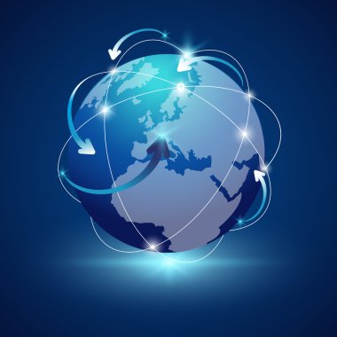 Earth - vektör Küre, dünya çapında ok