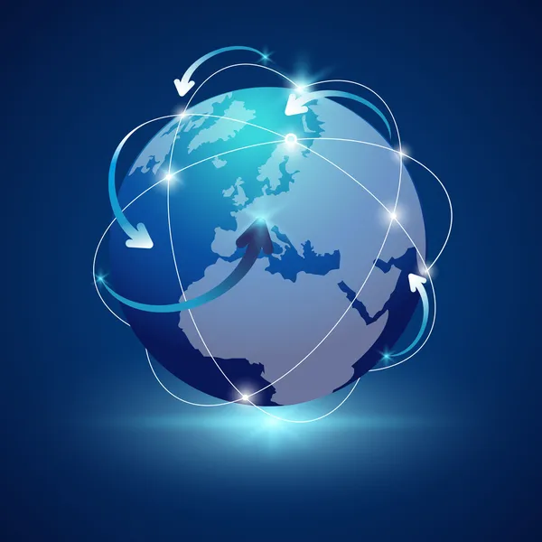 Earth - vektör Küre, dünya çapında ok