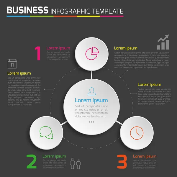 3-staps proces infographics donkere vector achtergrond — Stockvector