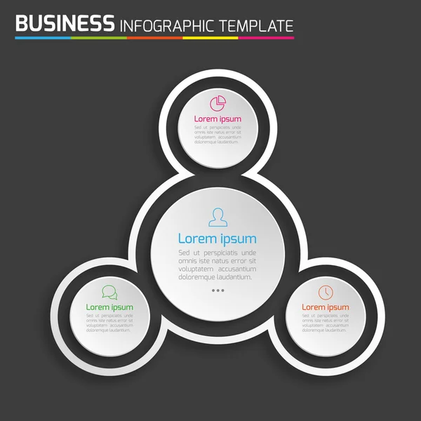 3-Paso de proceso infografías oscuro vector de fondo — Archivo Imágenes Vectoriales