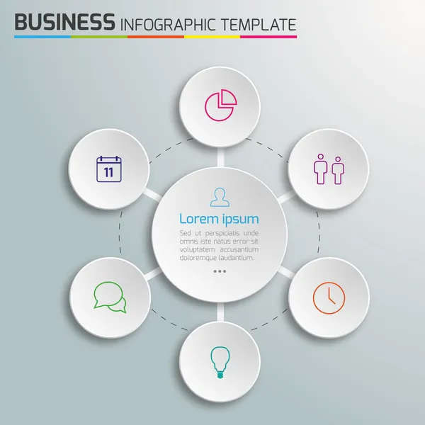 3-6 adımları iş infographics vektör, daireler, açık renkli baloncuklar işlemek