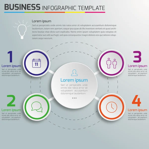 3-6 Steps process business infographics vector, light background, circles, bubbles — Stock Vector