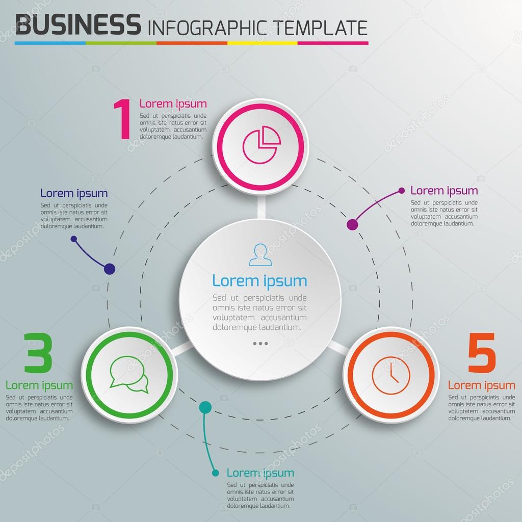 3-6 Steps process business infographics vector, light background, circles, bubbles