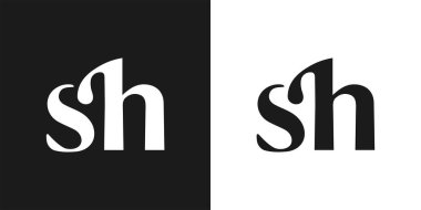 Logo harfi SH. Metin logosu. Yaratıcı simge