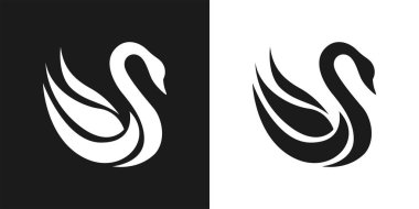 Logo swan bird curved lines minimalism