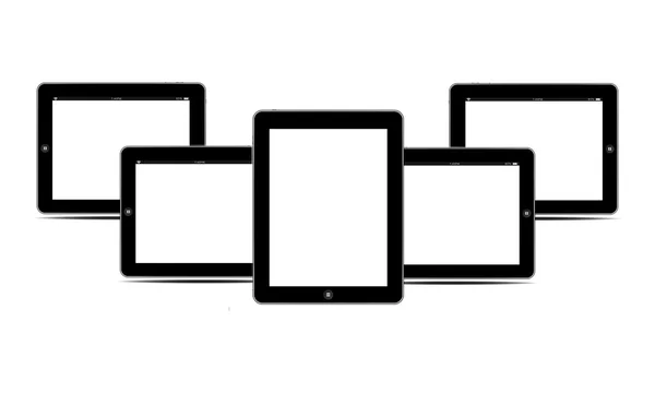 Leere Bildschirme schwarze Tablets PC horizontal — Stockfoto