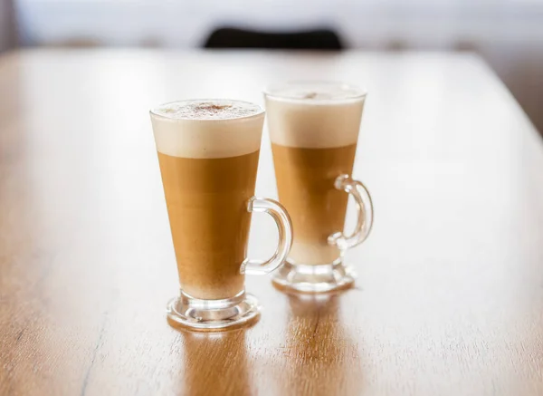 Hausgemachter Kaffee Cafe Macchiato Auf Holztisch — Stockfoto